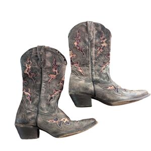 Laredo Black and Brown Embroidered Heeled Boots